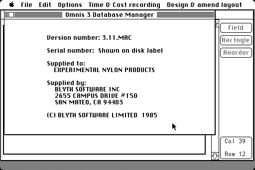 Omnis 3 Plus 3.11.MAC - About